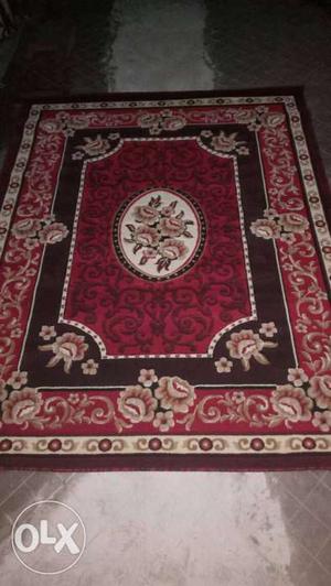 Red, Brown And Pink Floral Rug