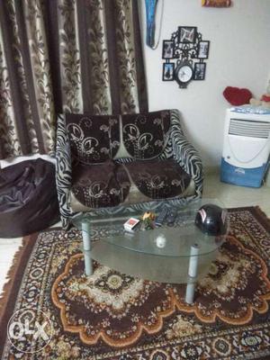 Set of 2 seater sofa, centre table and dinning