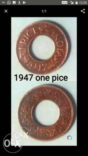 Two One Indian Pice Coins