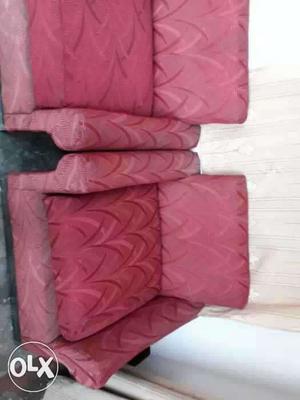 Two Red Fabric Sofa Chairs