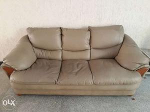 4yr old Godrej leather sofa in good condition.