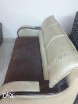 Beige And Brown Suede Couch