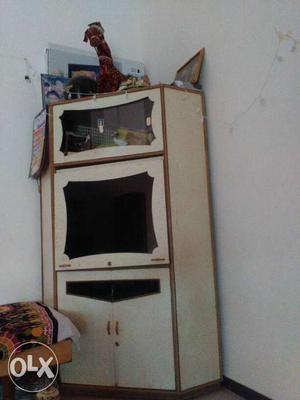 Beige And Brown Wooden TV Cabinet