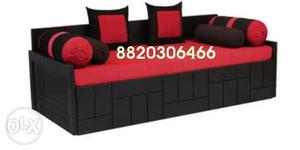 Black And Red Wooden Couch