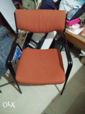 Black Metal Base Padded Brown Chair