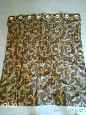 Brown And Black Floral Curtain