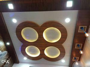 Brown And White Wooden Ceiling