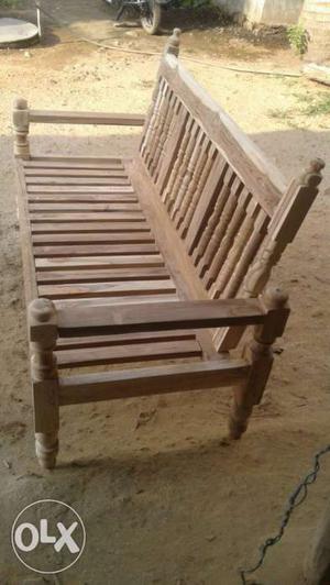 Brown Wooden Arm Bench