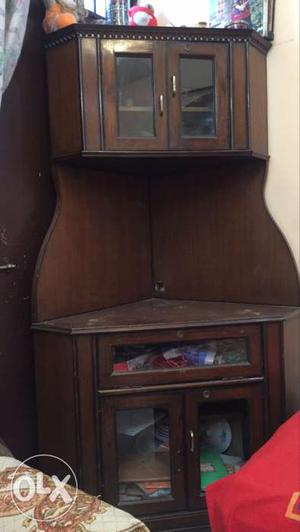 Brown Wooden Corner Hosier Cabinet