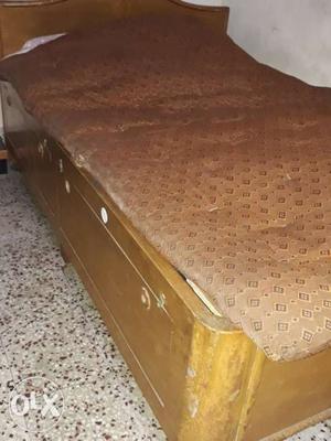 Brown Wooden Storage Bed Frame