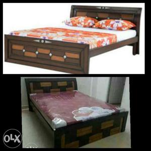 Double cot 4/6 wooden plus mattress