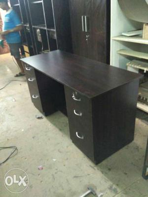 Office Table Black Wooden Kneehole Desk