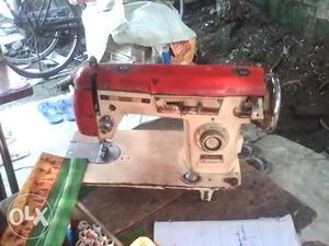 Red And Beige Industrial Sewing Machine