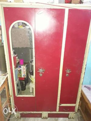Red Cabinet With Mirror