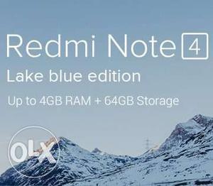 1day old Redmi note 4, 64GB, 4GB RAM lake blue new