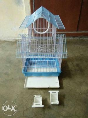 Blue And White Bird Cage
