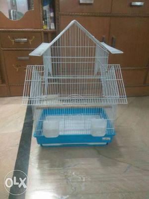 Blue And White Metal Birdcage