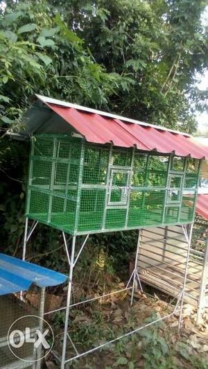 Green And Red Steel Pet Cage