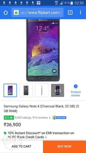 Samsung Note 4 black 3GB RAM 32GB ROM with all