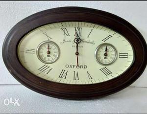 18"x12" Oval Shape Vintage Wooden Wall Clock