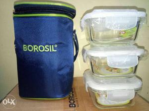 3-piece Clear Plastic Borosil Container With Bag