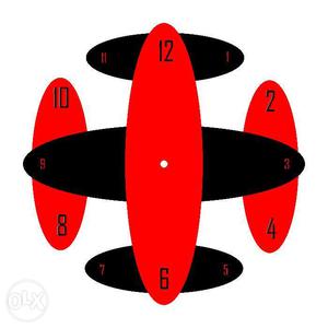 3D Acrylic Clock Face - Red and Black Ovals
