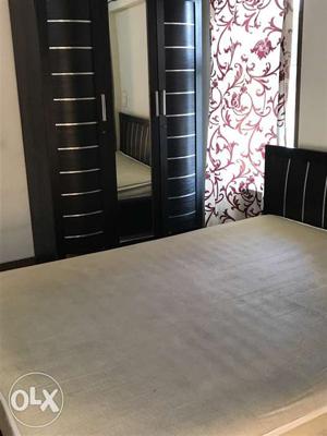 Bed with mattress and 3 door almirah wooden