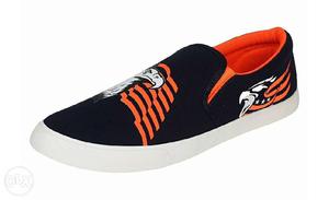 Black, Orange, And White Eagle Printed Slip-on Shoes