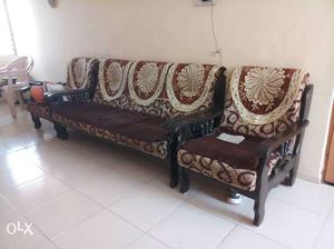Black Wooden Couch With Armchairs