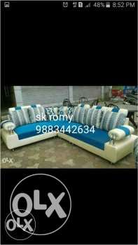 Blue n white Sectional Couch