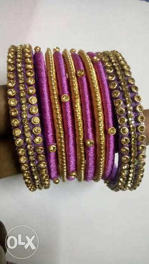 Brown And Purple Silk Thread Bangle Lot