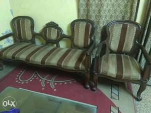 Brown Fabric Sofa Set