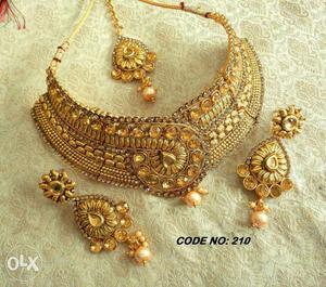 Choker copper necklace set with earrings... high