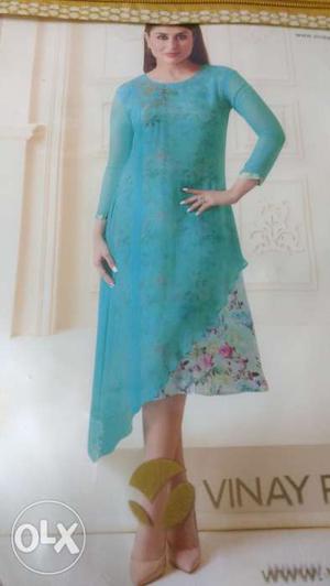 Georgette kurti with attached shrag