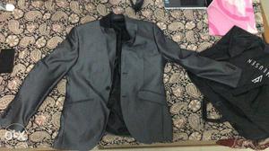 Gray Shawl Lapel Suit Jacket