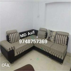 Gray Velvet Sectional Couch