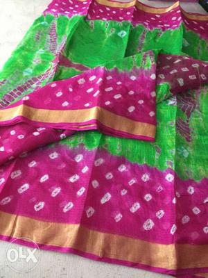 Kota silk with Bandhini print. Rich look &