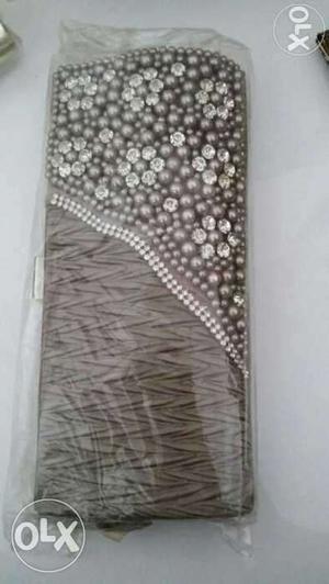 New Grey And Silver Floral beaded clutch Only genuine buyers