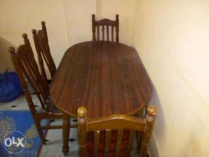 Oval Brown Wooden Table With 4-chair Dining Set