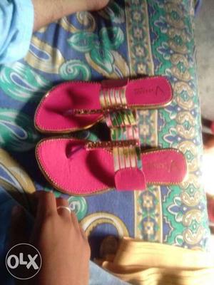 Pair Of Pink Leather Sandals