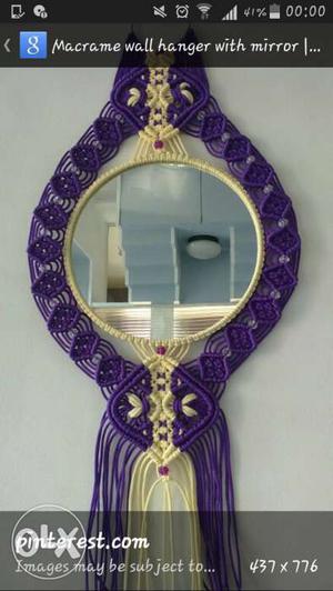 Purple And Brown Framed Mirror