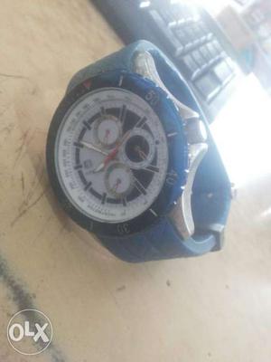 Round Chronograph Blue Watch