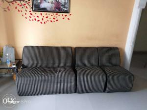 Silver and black striped sofa set 2+1+1 for sale