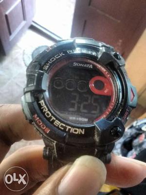 Sonata super fiber watch. black and red.