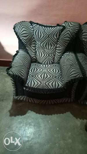 White And Black Fabric Armchair
