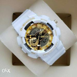 White And Gold-colored Casio G-shock Sport Watch
