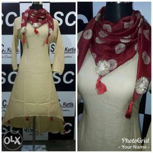White Long-sleeved Dress With Red Scarf Photo Collage