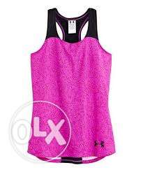 Women's Black And Pink Racer Back Under Armour Tank Top