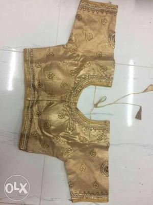 Women's Gold Sari Crop Top