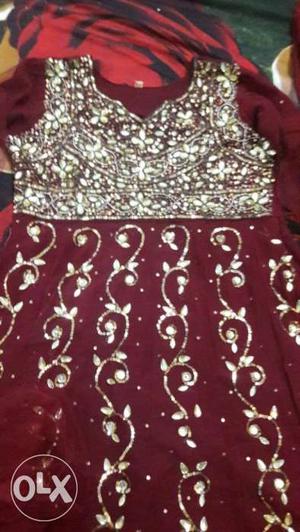 Women's Red And Silver Sequin Dress